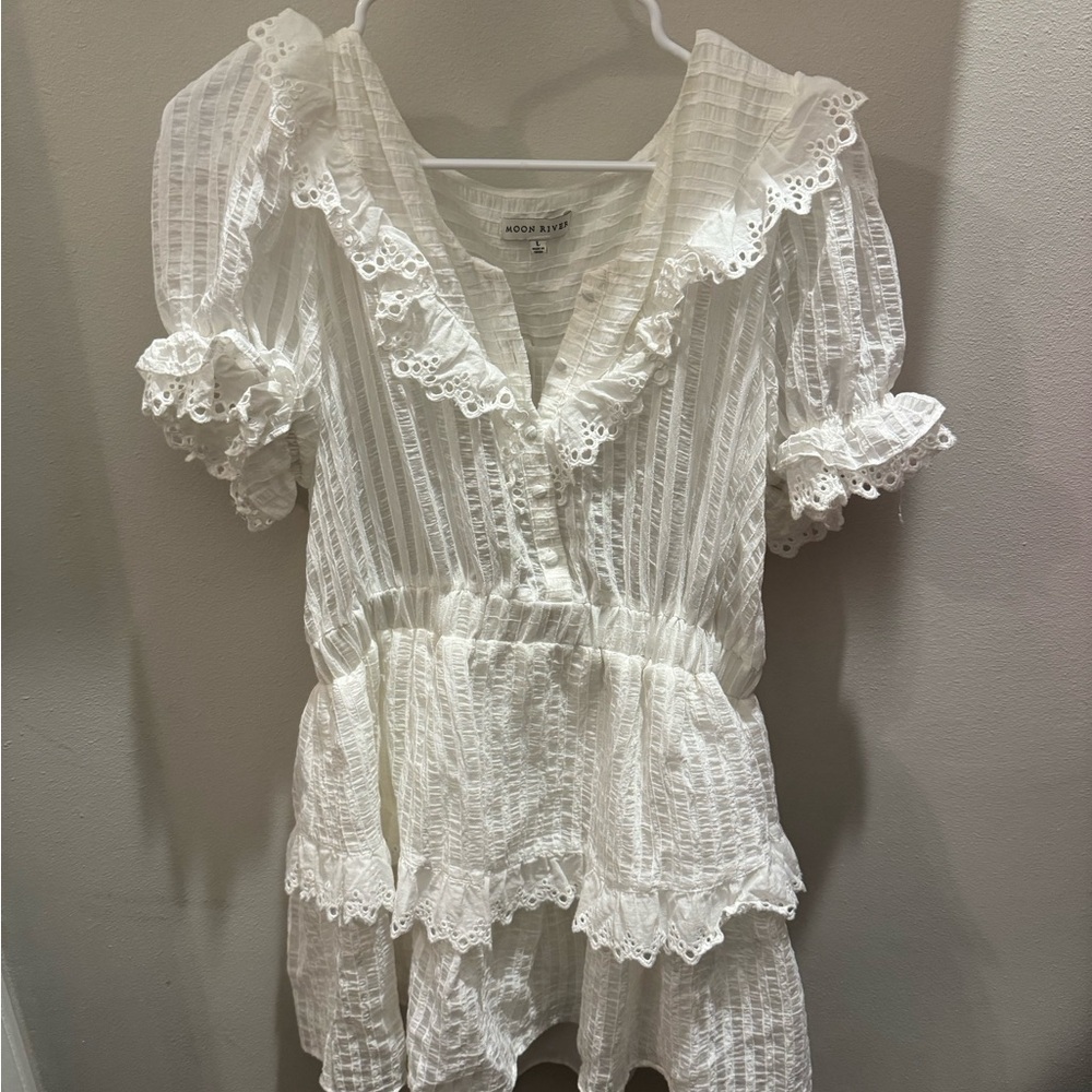 White Ruffled dress eyelet